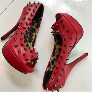 Bettie Page red spike heels size 6